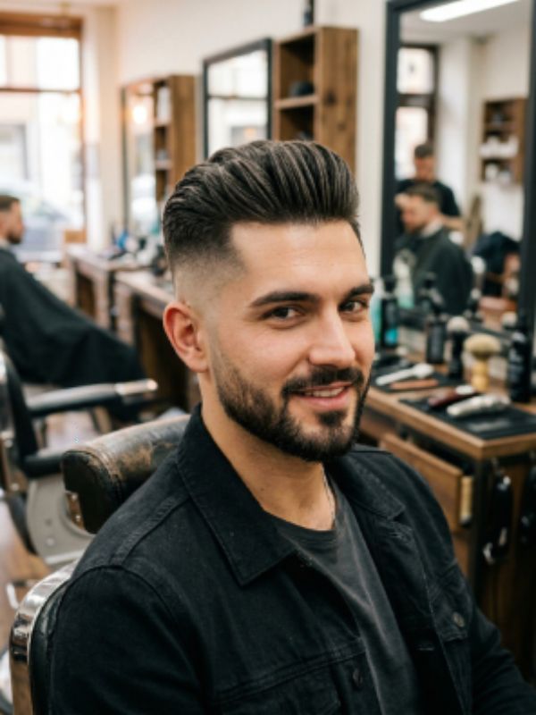 High Fade with Brushed-Back Top