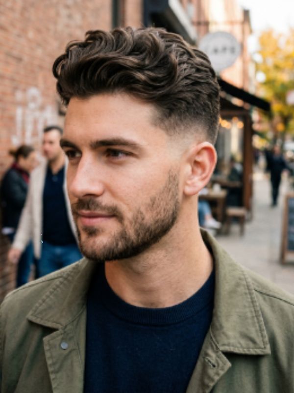 Wavy Quiff with Mid Fade
