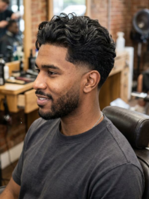 Wavy Textured Long Top with Drop Fade