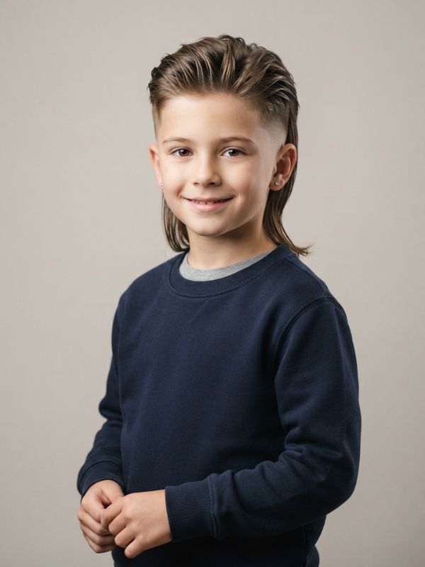 Boys Modern Mullet Straight Hair