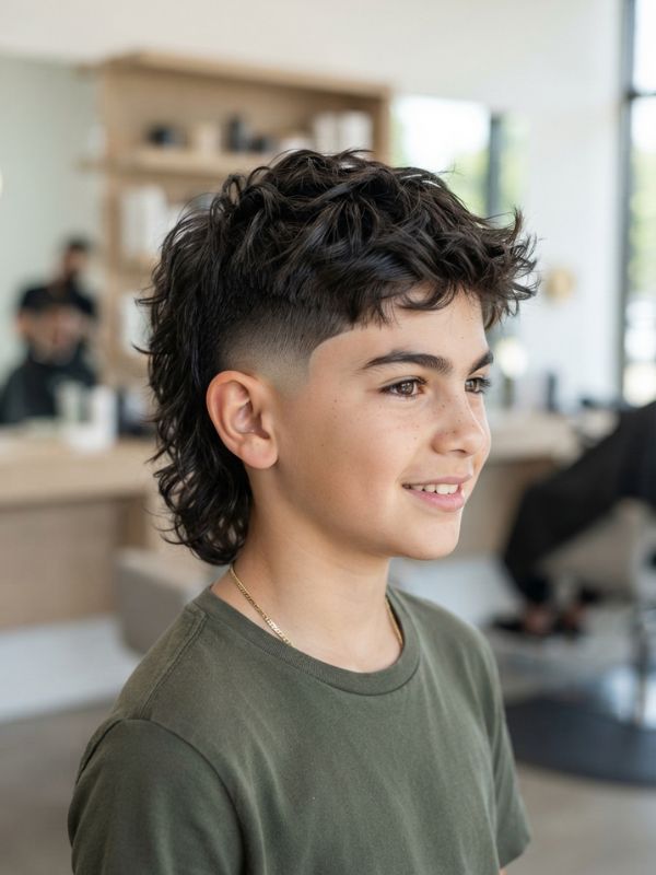 Burst Fade Boys Mullet Haircut