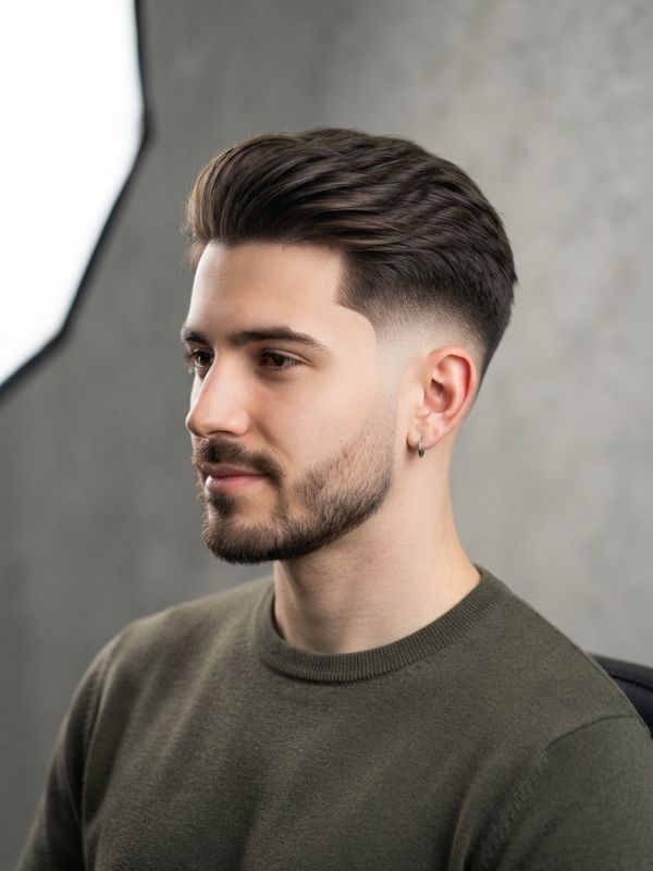 Low Taper Burst Fade Straight Hair
