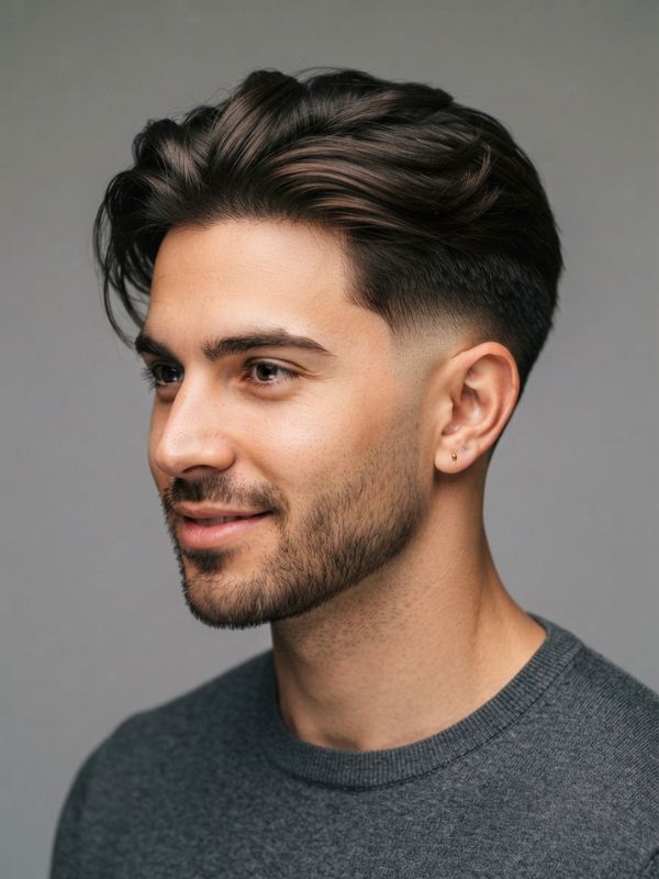 Low Taper Fade Straight Hair Long