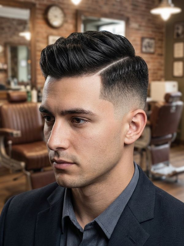 Low Taper Fade with Hard Part