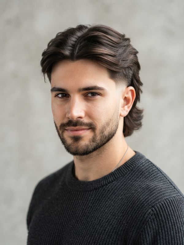 Low Taper Mullet Middle Part