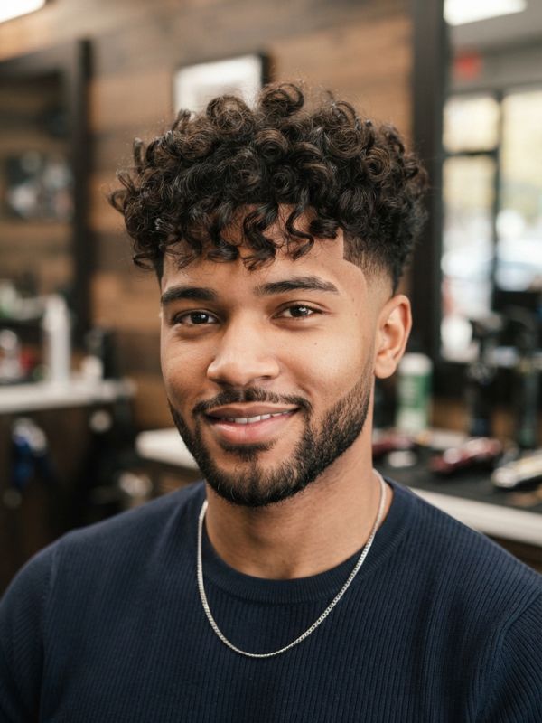Textured Fringe Blowout Low Taper Fade Curly Hair
