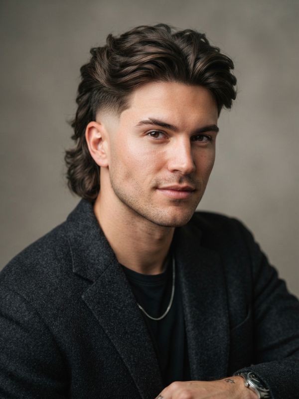 Skin Fade Center Mullet